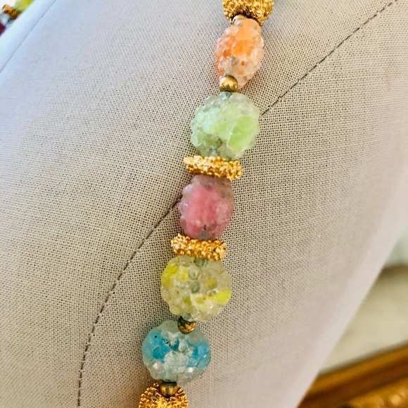 🔥 Vintage BOOK PIECE NAPIER Gum Drop Glass Necklace - Picture 9 of 17